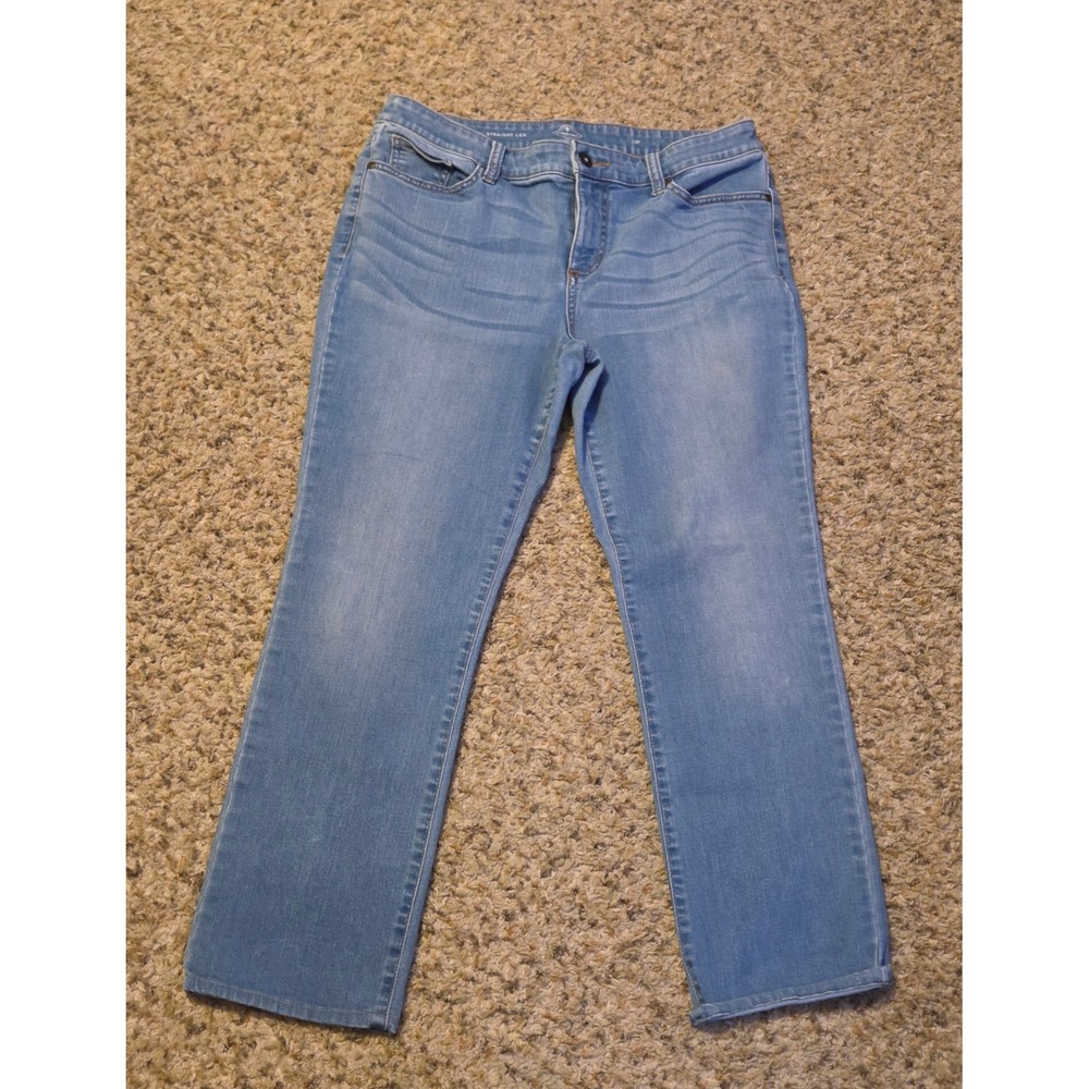St. John's Bay Straight Leg Pants Women's Size 12P Blue Spandex Blend